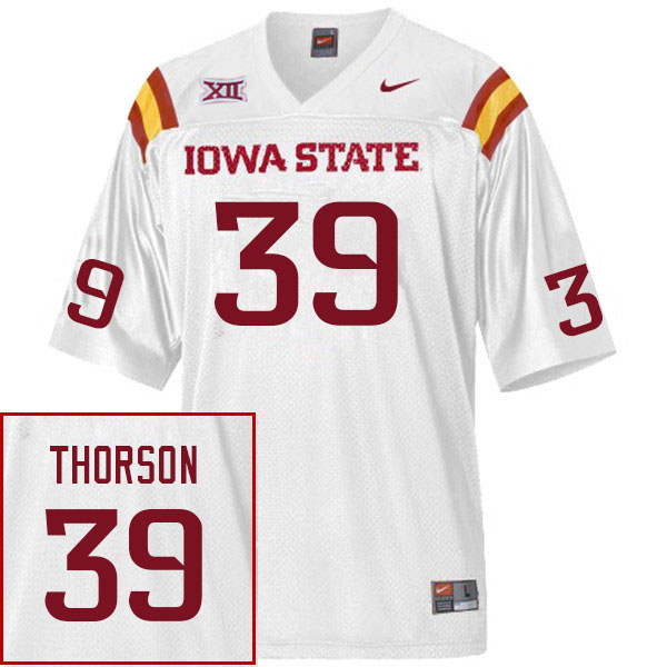 Men #39 Asle Thorson Iowa State Cyclones College Football Jerseys Sale-White - Click Image to Close